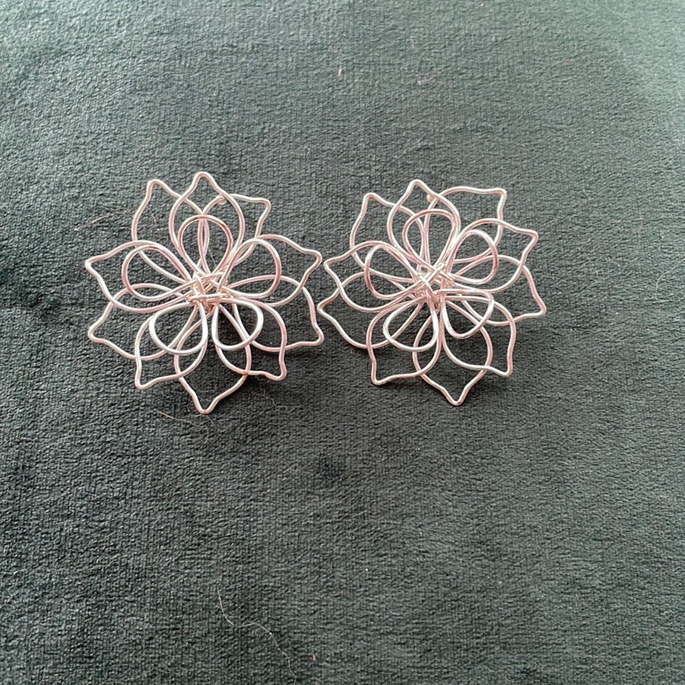 Silver flower post earrings